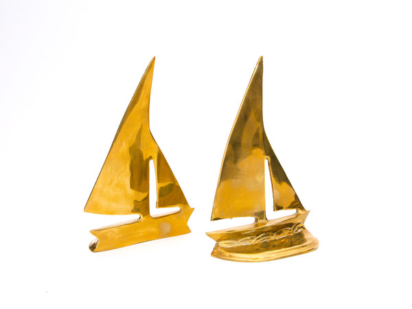 Solid Brass Sailboat Bookends