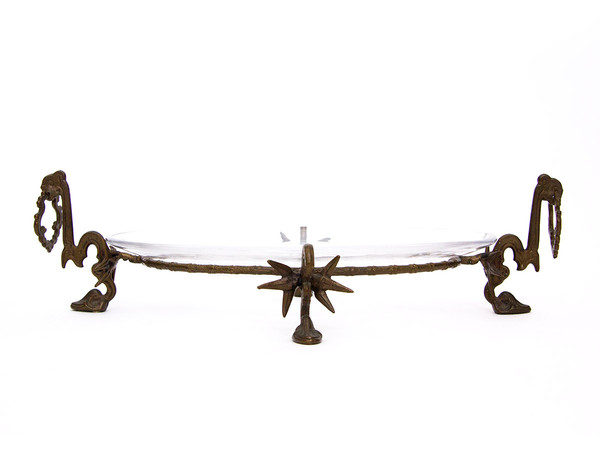 Glass Platter on Brass Stand